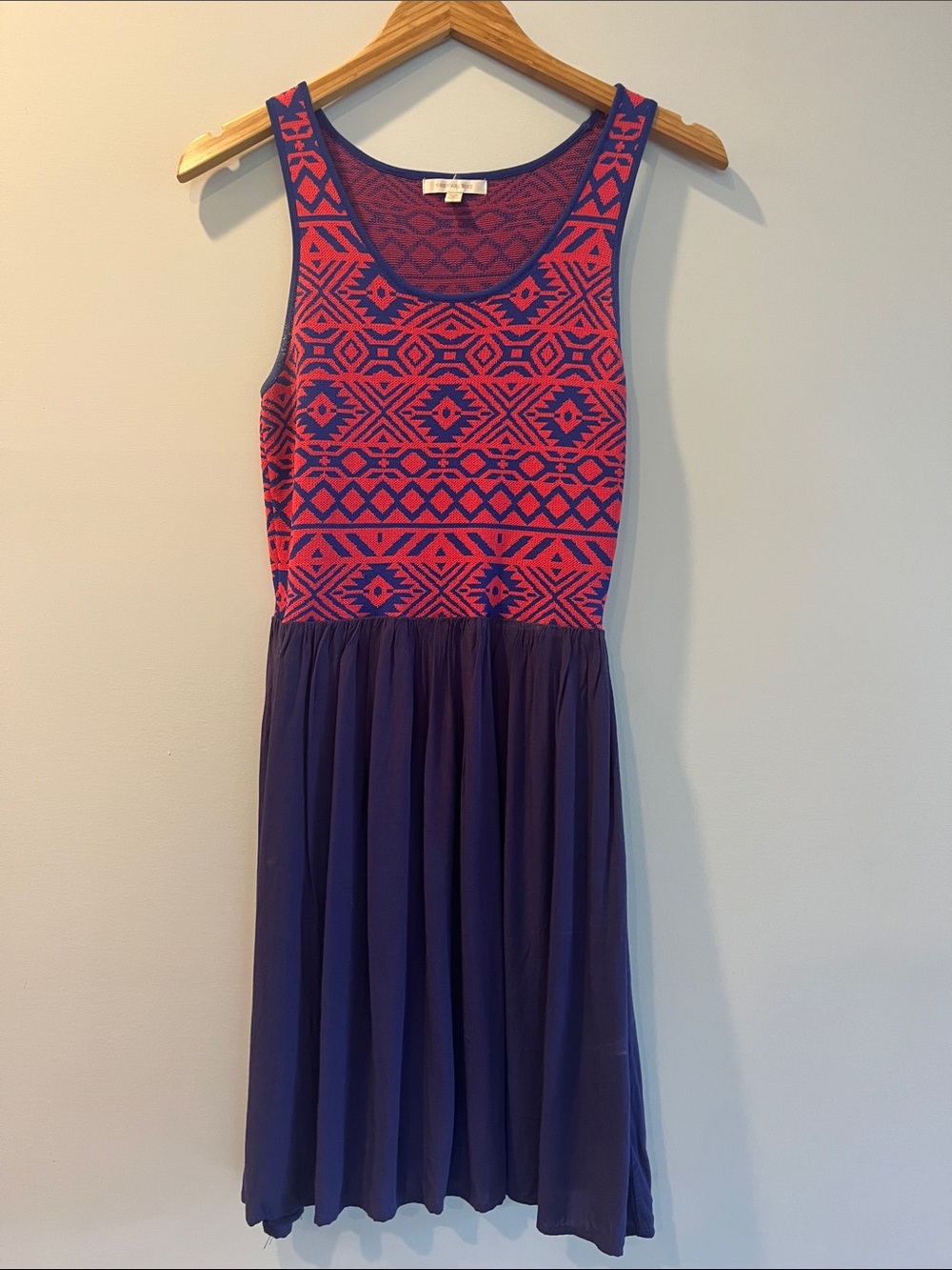 Skies Are Blue Pink and Blue Patterned Midi Dress